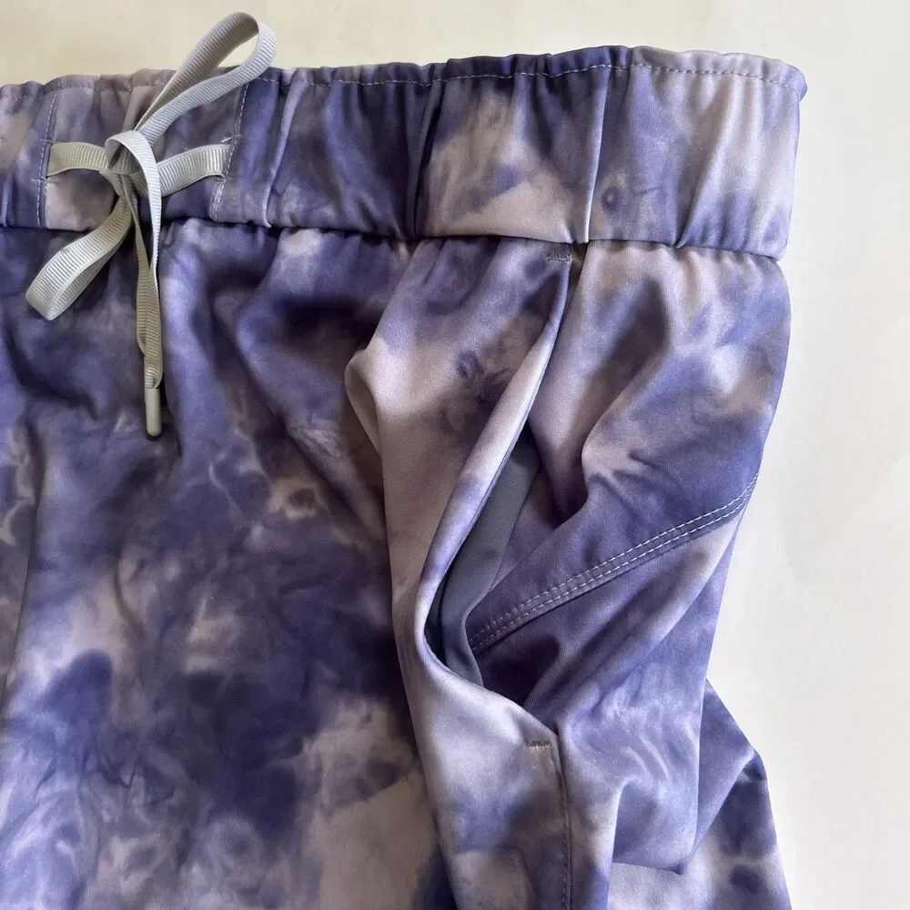 Hilary Radley Women’s Tie Dye Skirt Purple Gray Elastic Waist Pockets Size L NWT